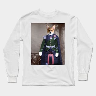 Soldier Corgi in a Scottish Kilt Long Sleeve T-Shirt